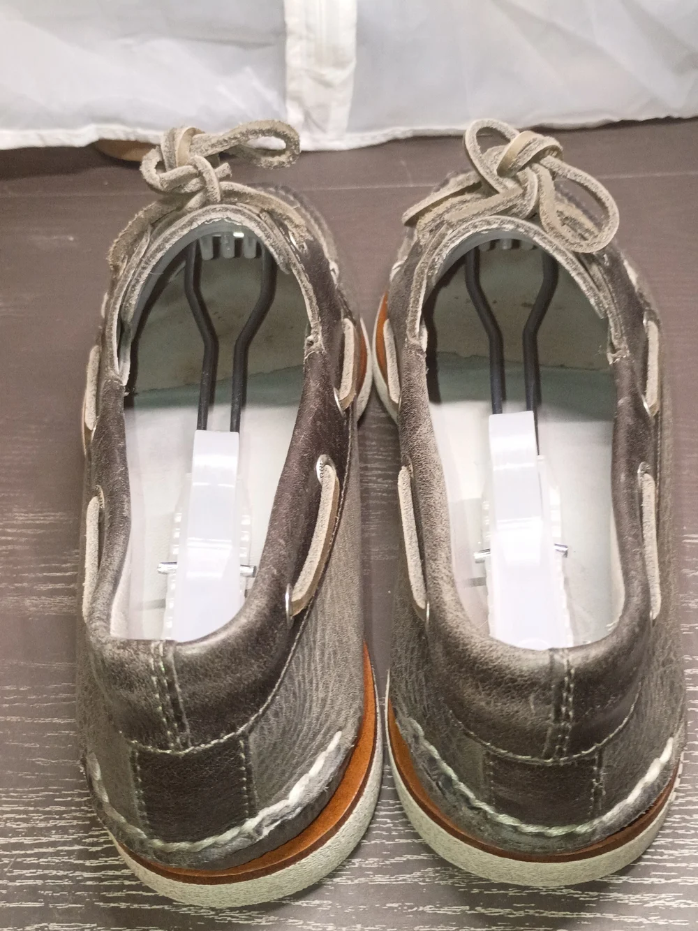 Sperry GOLD CUP Gray Leather Boat Shoes with Black Trim. Men's 10M Like NEW